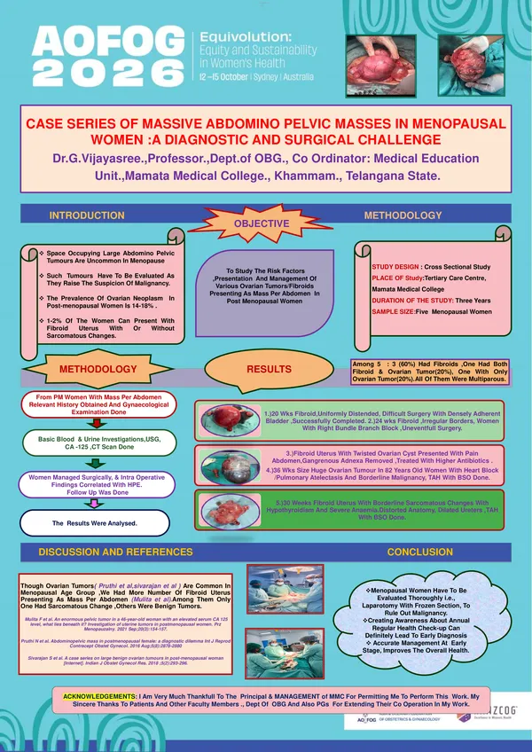Case series of massive abdomino pelvic masses in menopausal women :a diagnostic and surgical challenge