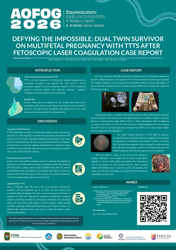 Defying the impossible: dual twin survivor on multifetal pregnancy with ttts after fetoscopic laser coagulation case