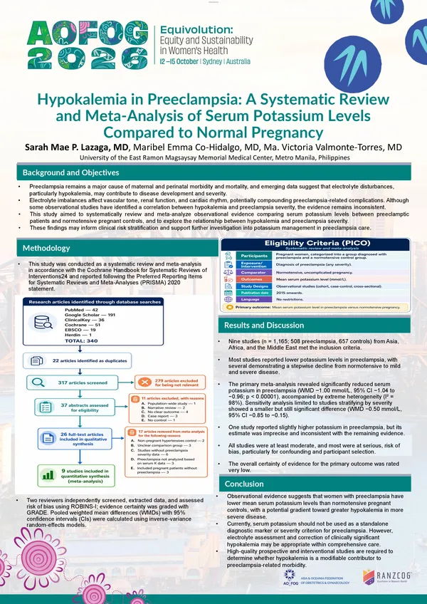 Hypokalemia in Preeclampsia: A Systematic Review and Meta-Analysis of Serum Potassium Levels Compared to Normal Pregnancy