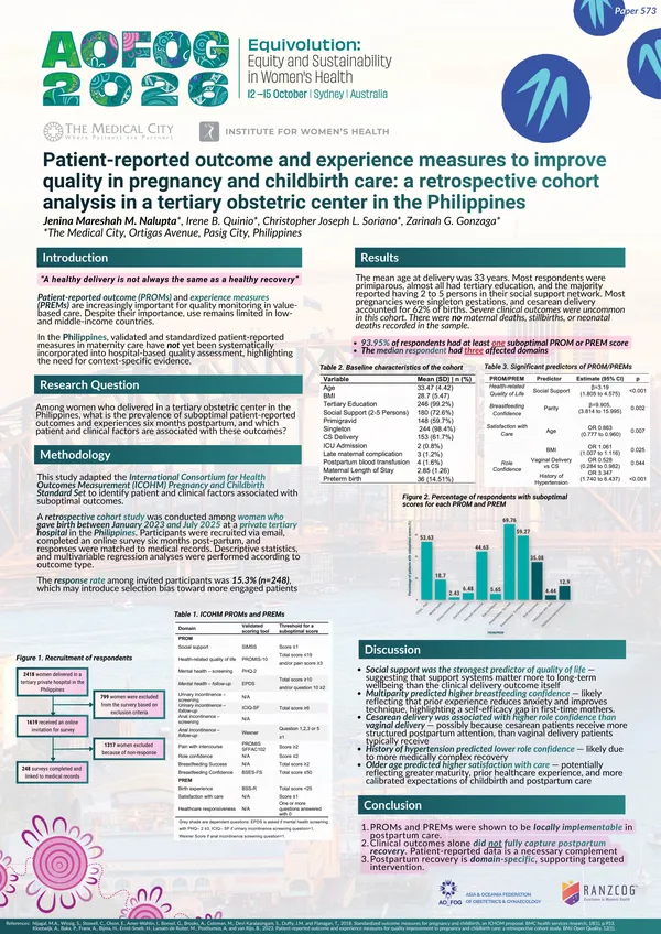 Patient-reported outcome and experience measures to improve quality in pregnancy and childbirth care: a retrospective cohort analysis in a tertiary obstetric center in the Philippines