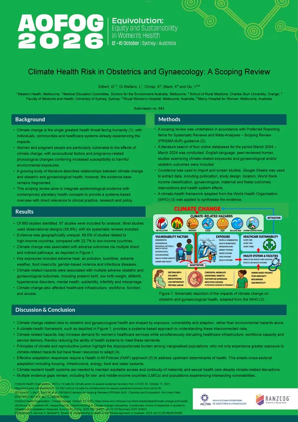 Climate-Health Risk in Obstetrics and Gynaecology: A
Scoping Review