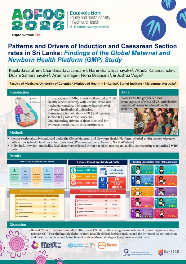 Patterns and Drivers of Induction and Caesarean Section rates in Sri Lanka – findings of the Global Maternal and Newborn Health Platform (GMP) Study