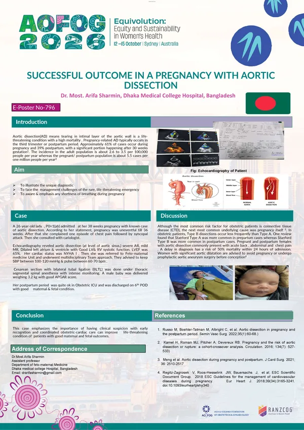 Successful outcome in a pregnancy with Aortic dissection