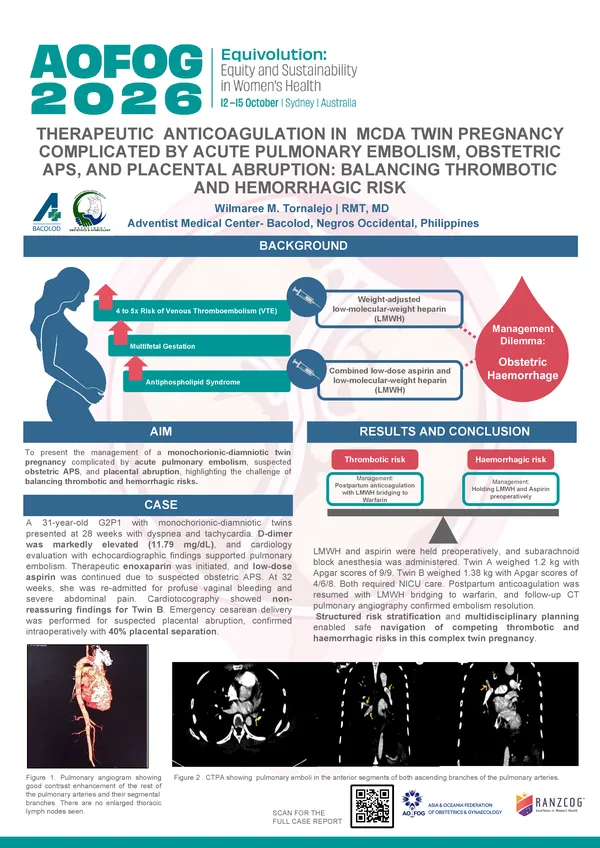 Therapeutic Anticoagulation in MCDA Twin Pregnancy Complicated by Acute Pulmonary Embolism, Obstetric APS, and Placental Abruption: Balancing Thrombotic and Hemorrhagic Risk