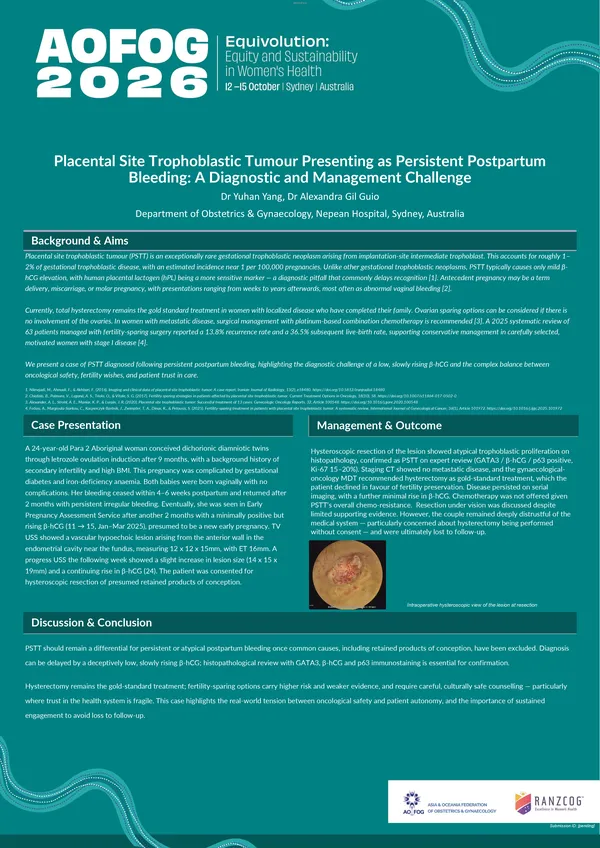 Placental Site Trophoblastic Tumour Presenting as Persistent Postpartum Bleeding: A Diagnostic and Management Challenge