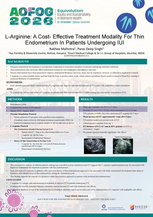 L-Arginine: a cost-effective treatment modality for thin endometrium in patients undergoing IUI