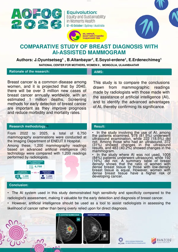 Comparative study of breast diagnosis with AI-assisted mammogram