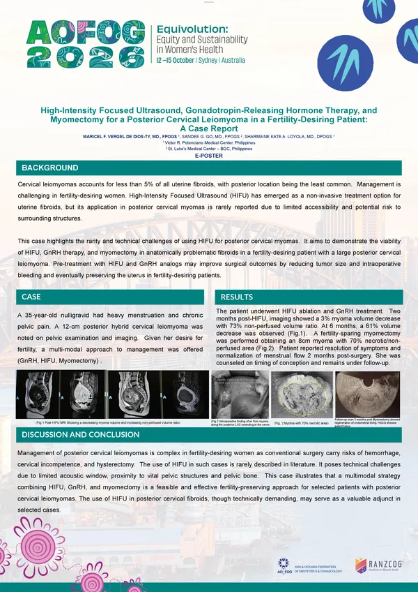 High-Intensity Focused Ultrasound, Gonadotropin-Releasing Hormone Therapy, and Myomectomy for a Posterior Cervical Leiomyoma in a Fertility-Desiring Patient: 
A Case Report