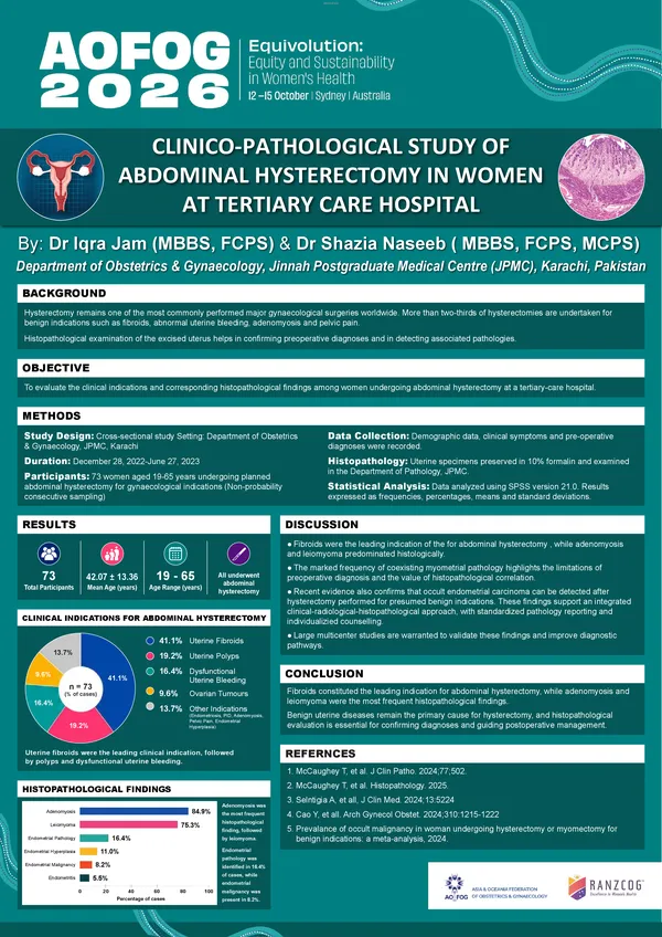Clinico-pathological study of abdominal hysterectomy among women at a tertiary care hopital