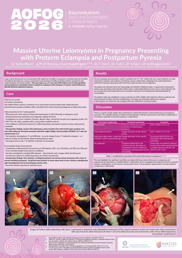 Massive Uterine Leiomyoma in Pregnancy Presenting with Preterm Eclampsia and Postpartum Pyrexia