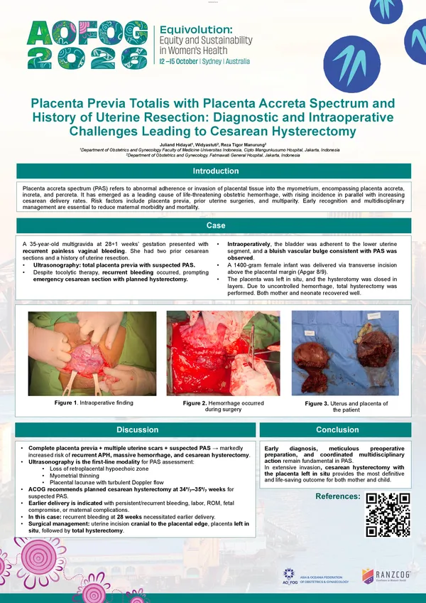 Placenta Previa Totalis with Placenta Accreta Spectrum and History of Uterine Resection Diagnostic and Intraoperative Challenges Leading to Cesarean Hysterectomy