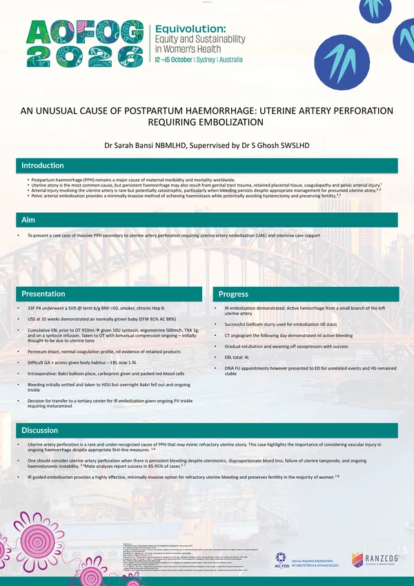 An Unusual Cause of Postpartum Haemorrhage: Uterine Artery Perforation Requiring Embolisation