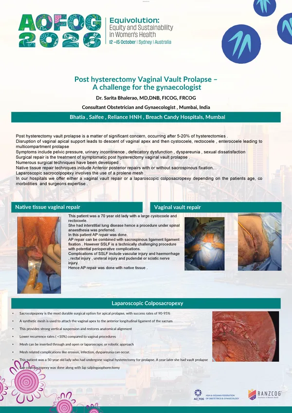 Post hysterectomy vault prolapse repair – a challenge for the gynaecologist