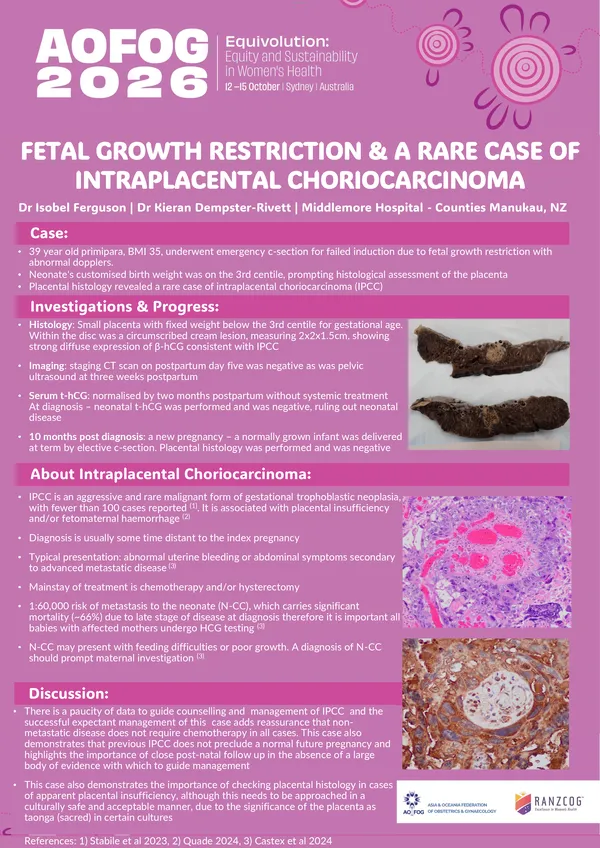 Incidental Finding of Intraplacental Choriocarcinoma Following Term Delivery of Growth Restricted Neonate