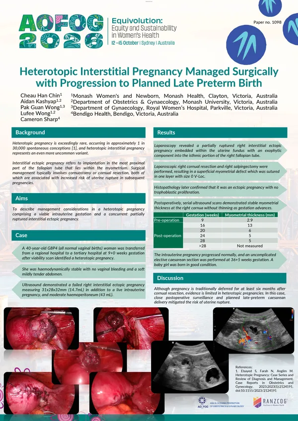 Heterotopic Interstitial Pregnancy Managed Surgically with Progression to Late Preterm Birth