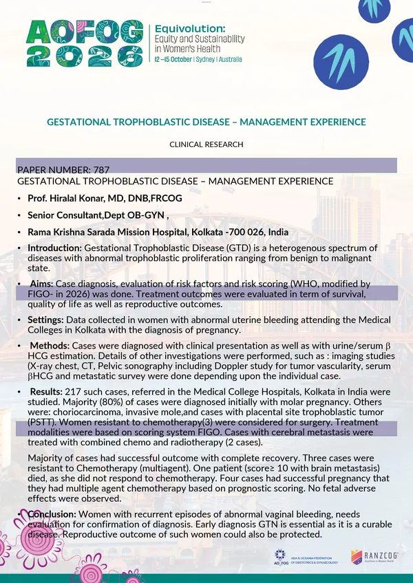 Gestational trophoblastic disease – management experience